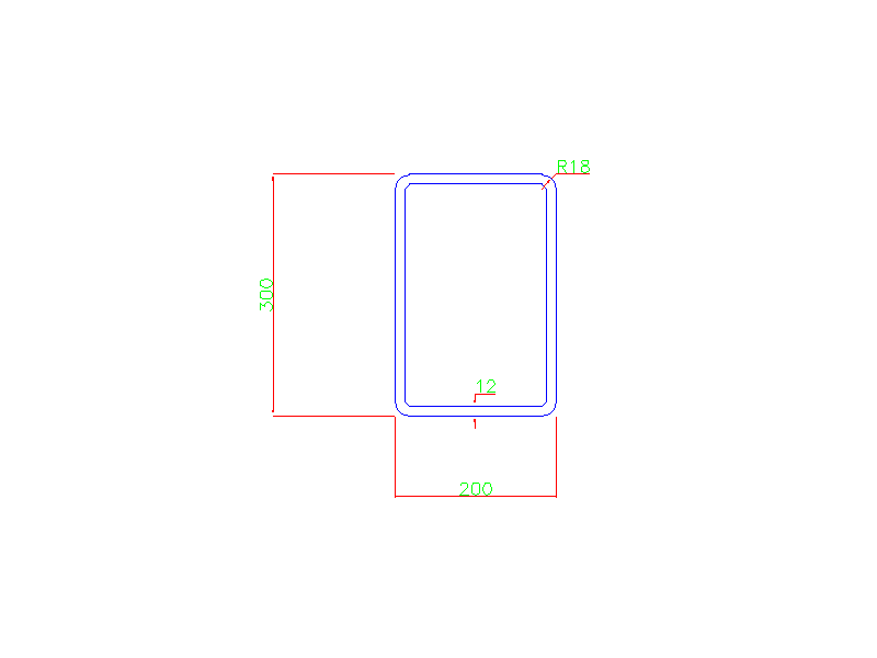 Rectangular Tube In dwg file format for AutoCAD and other 2D Software