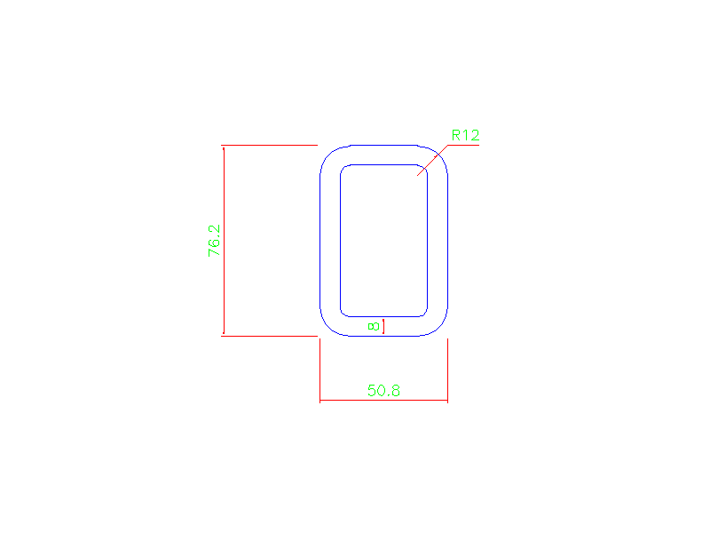 Rectangular Tube 76.2x50.8x8