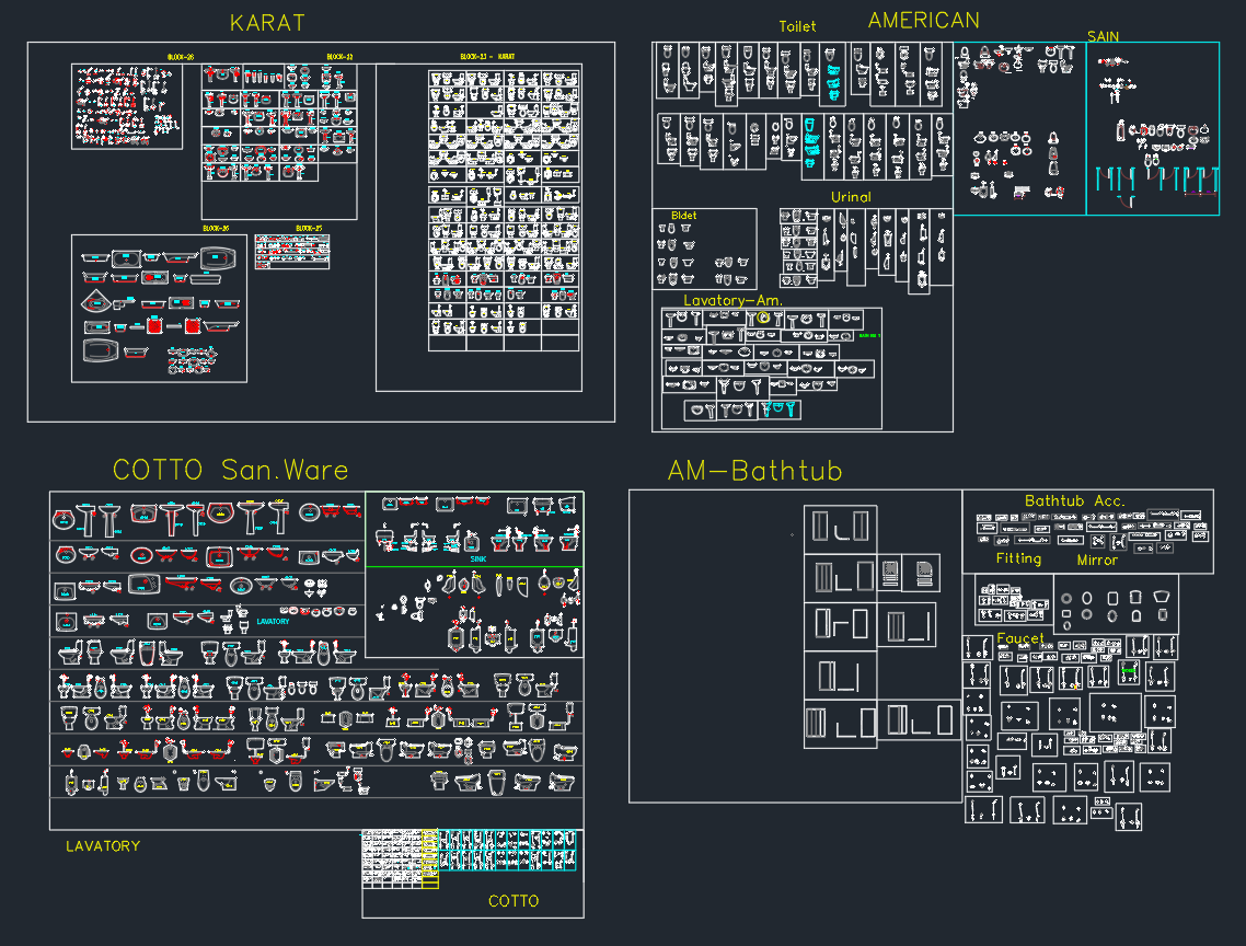 Bathroom Equipment CAD Blocks | DWG Fixture Download