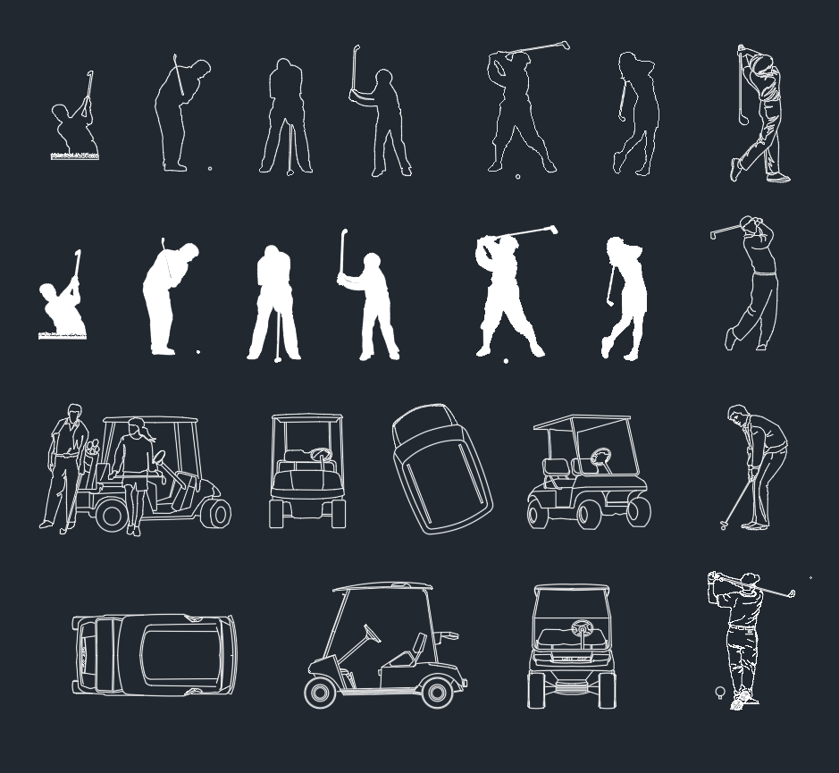 Golf People CAD Blocks DWG Human Figures for AutoCAD