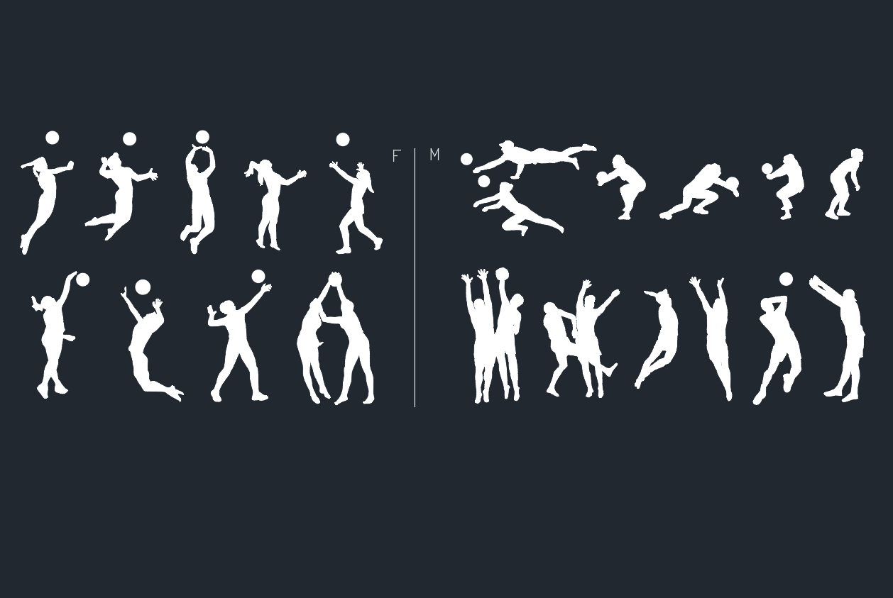 Volleyball People CAD Blocks DWG Figures for AutoCAD