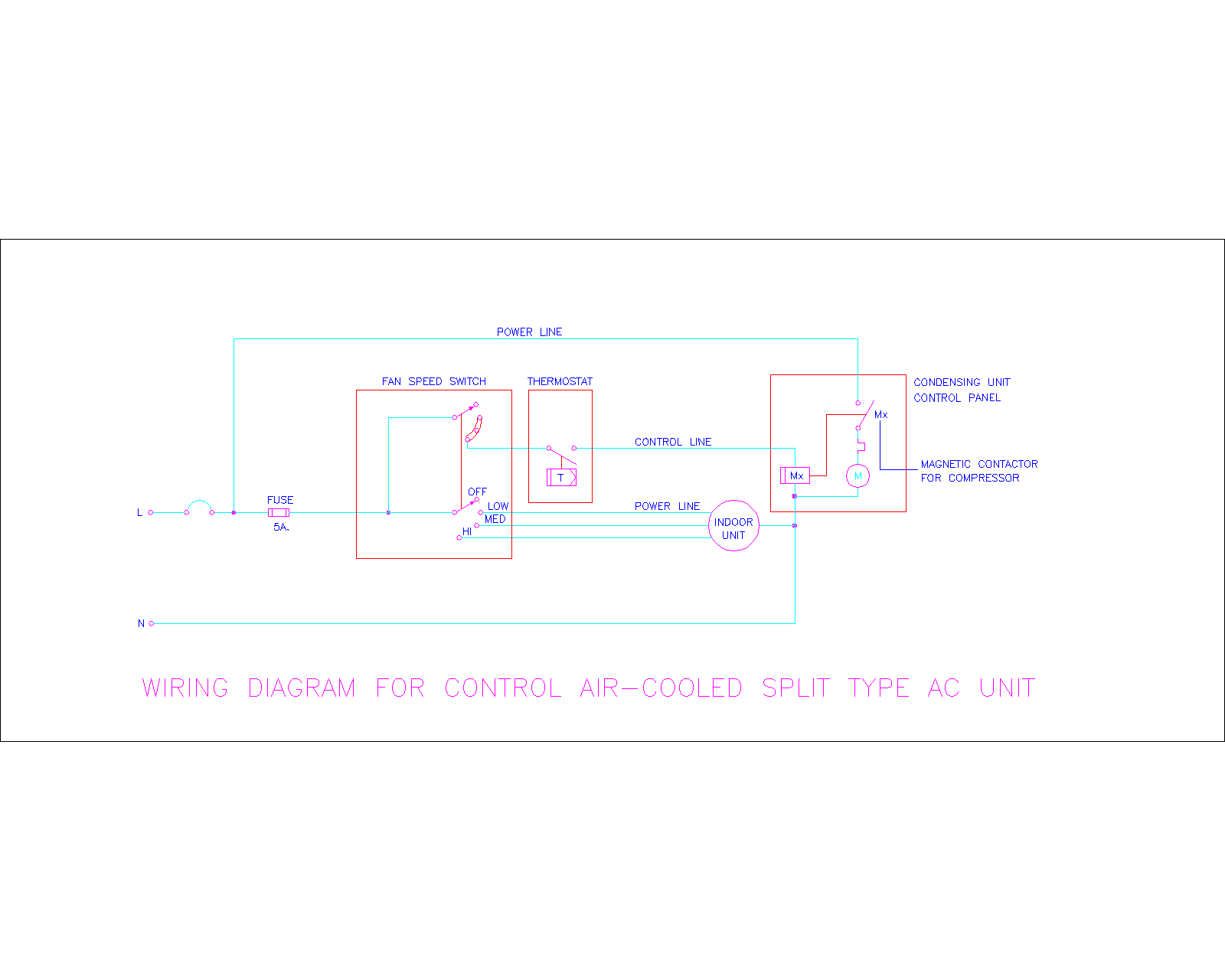 Wiring Diagram For Control Air cooled Split Type AC Unit