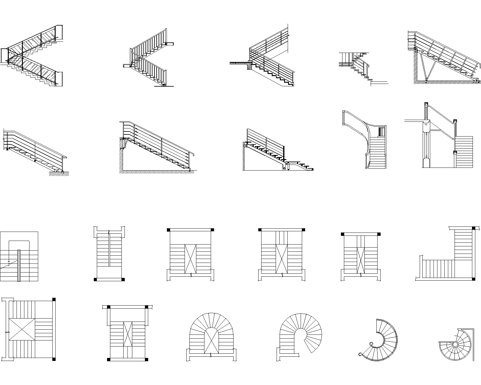 Stairs Plan Elevation CAD Blocks
