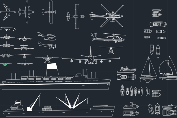 Airplanes Ships and Boats CAD Blocks